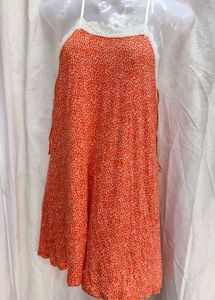 I. Orange Print Mini Dress