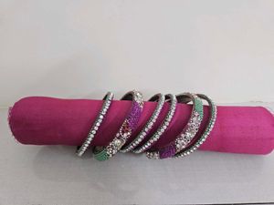 Metal Crystal Bangle Set - Pair Of 2