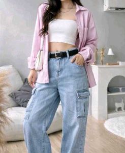 Light Wash Cargo Jeans