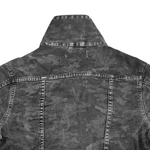 Black Denim Jacket In Army Design