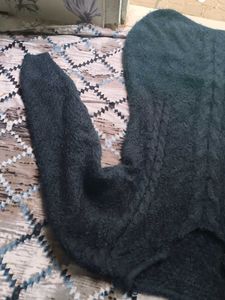 Cozy Black Knit Sweater Dress