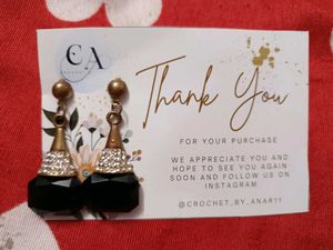 &#34;Classic Black And Gold Sparkle Earrings&#34;✨💫✨