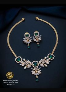 Emerald Green AD Stone Necklace Set