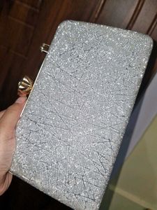 Sparkling Silver Clutch with Handle