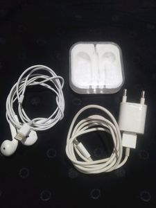Apple earphones and charger