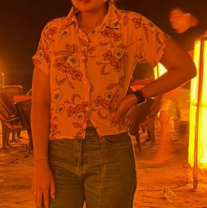 Floral Shirt Crop Top
