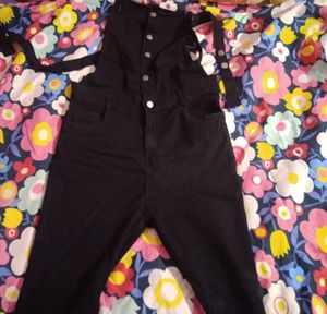 Black Denim Overalls