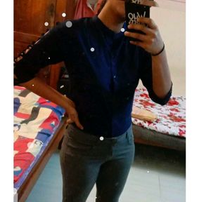 Navy Button-Down Top