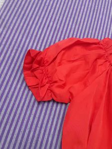 Red Smocked Peasant Top