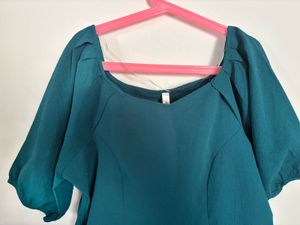 Elegant Teal Puff Sleeve Top