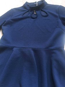 Marzeni Navy Blue Choker Peplum Top