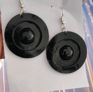 Black Circle Drop Earrings