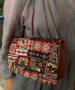 Patterned Clutch with Chain Strap