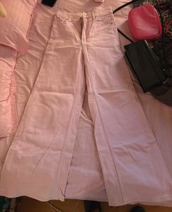 Pink Wide Leg Denim Jeans