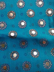 Firozi and Dark Blue khadi Georgette Saree