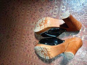 Vintage Black &amp; Wood Clogs