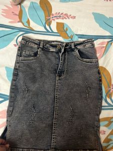 Acid Wash Denim Mini Skirt
