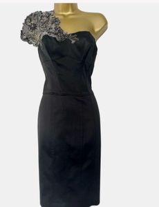 Black One-Shoulder Embellished Dress