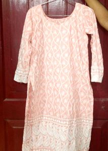 Peach Embroidered Kurti