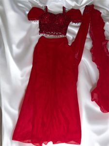 Red Corset Saree