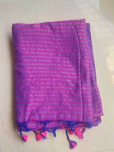Purple Pure Handloom Cotton Saree