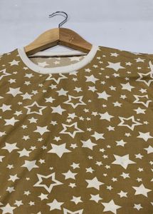 Lime Green Star Print T-Shirt for Kids 9-10 Yrs