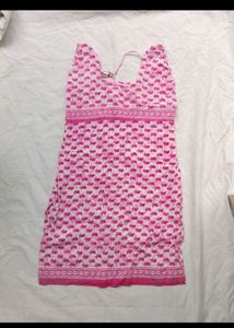 Pink Print hand stiched kurti