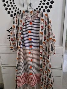Patterned Tunic & Cardigan Set