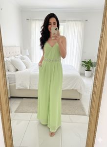 branded Lime Green Embellished Jumpsuit
