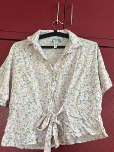 Floral Tie-Front Top For L Size