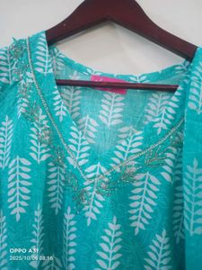 New pure cotton Kurta Set wth cutdana work on neck