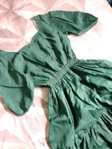 Green Puff Sleeve Dress