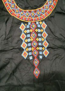 Embroidered Black Tank Top