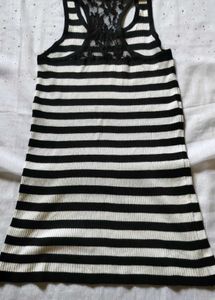 Striped Tank Top with Lace Detail
