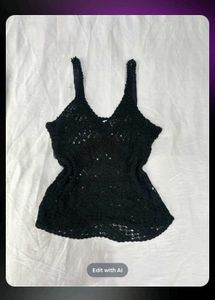Black Crochet Tank Top