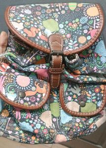 Multicolor Jungle Print Mini Canvas Backpack
