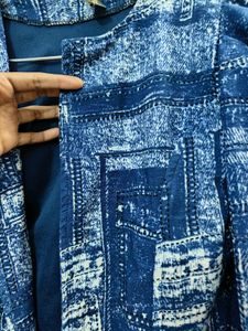 Denim Print Blazer
