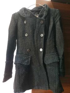 Black Woollen Coat Heavy Material