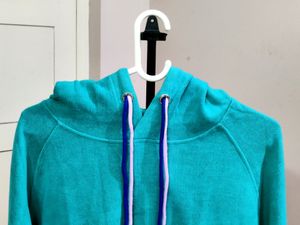 imported ESSEME women&#39;s teal hooded sweatshirt