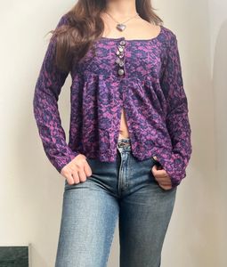 Beautiful Patterned Asymmetrical Empire Top