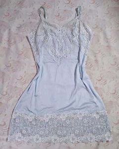 Vintage Light Blue Lace Slip Dress
