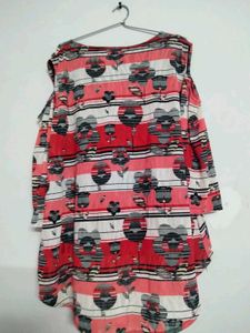 Stylish Red &amp; White Cold Shoulder Top
