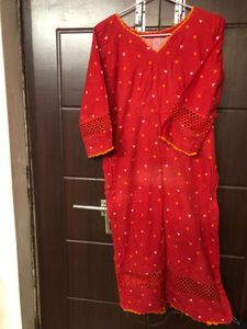 Red Embroidered Kurti