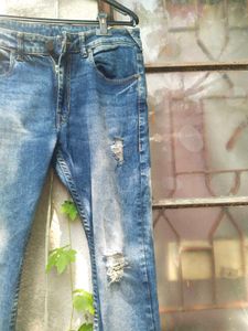 Here &amp; Now Branded Ripped Blue Jeans
