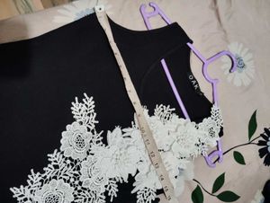 OAK Black Tank Top with Floral Applique