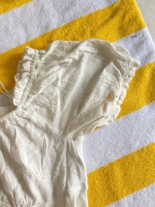 Eyelet Off-Shoulder Crop Top