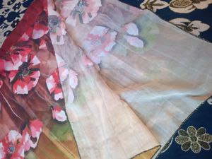 Printed Maroon &amp; Yellow Dupatta