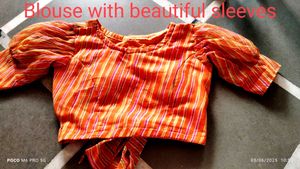 Striped Orange Lehenga Choli Set