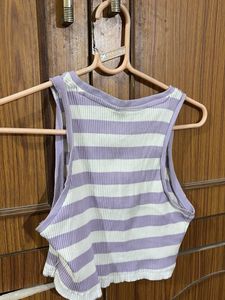 korean Striped Crop Tank Top