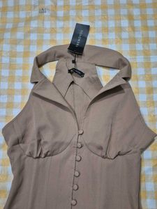 Brown Chic Look Corset Top
